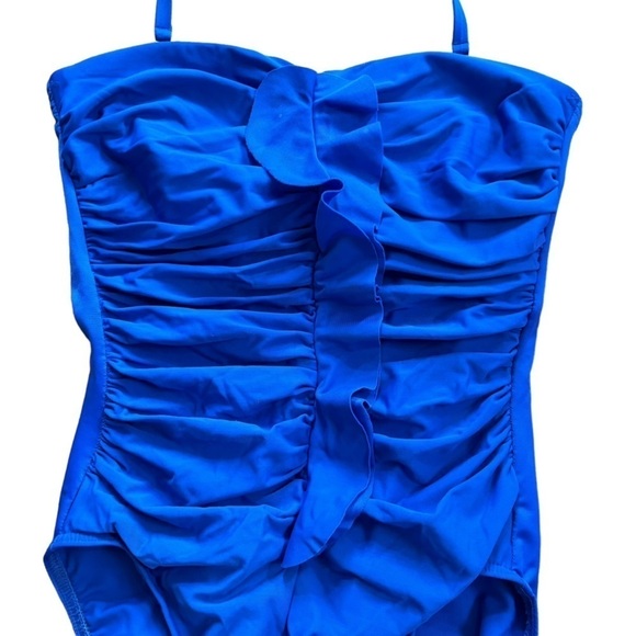 Miraclesuit Blue Camilla Shapewear One Piece Swimsuit Ruched Ruffle Front Size 8 - Picture 13 of 16